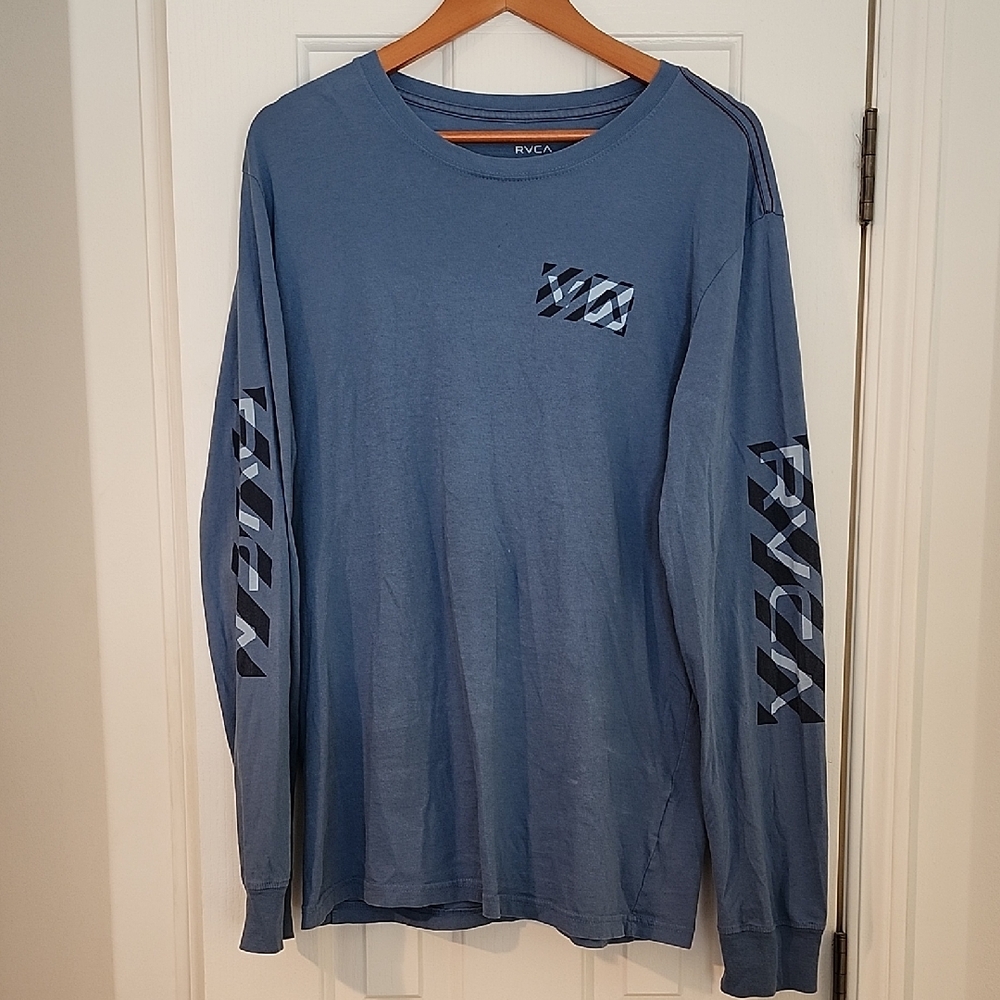 RVCA Blue Long Sleeve Men's Shirt Size M , Fits Like a Large